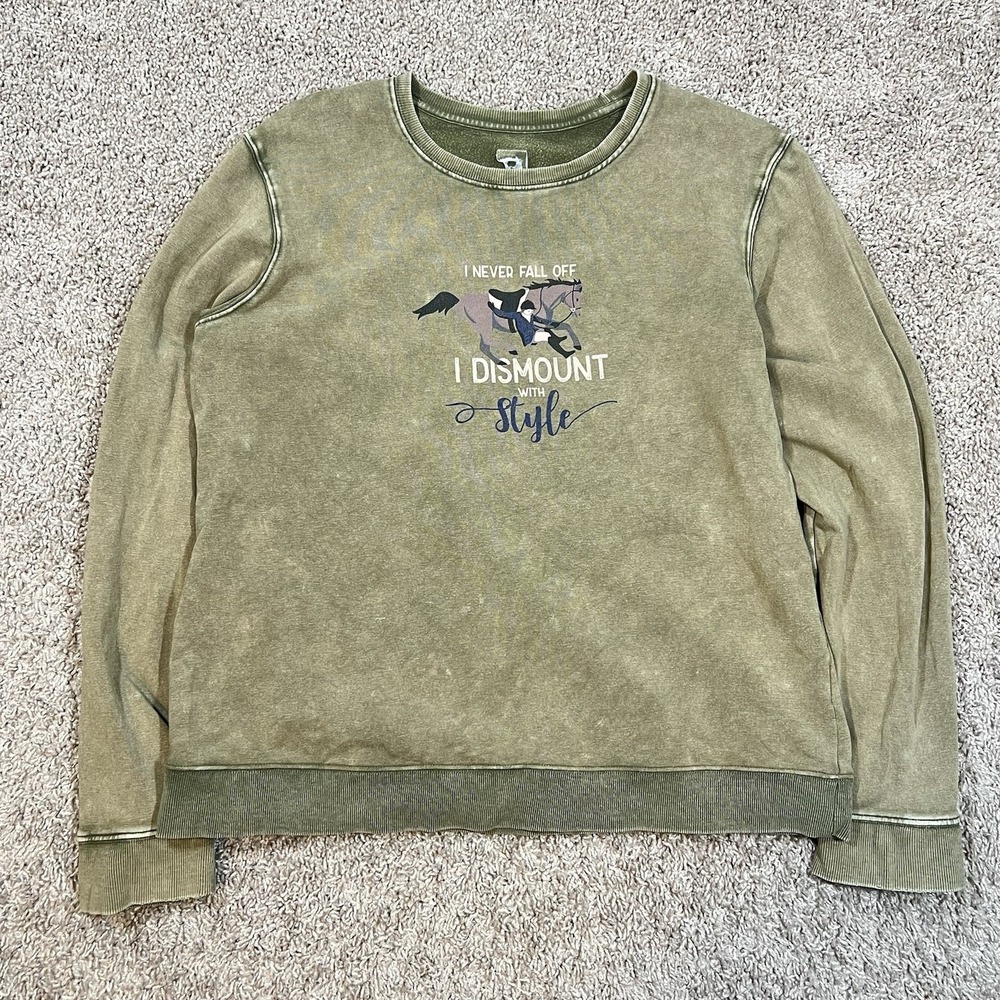 Riding Sport Dover "I Never Fall Off I Dismount With Style" Sweatshirt M Horses